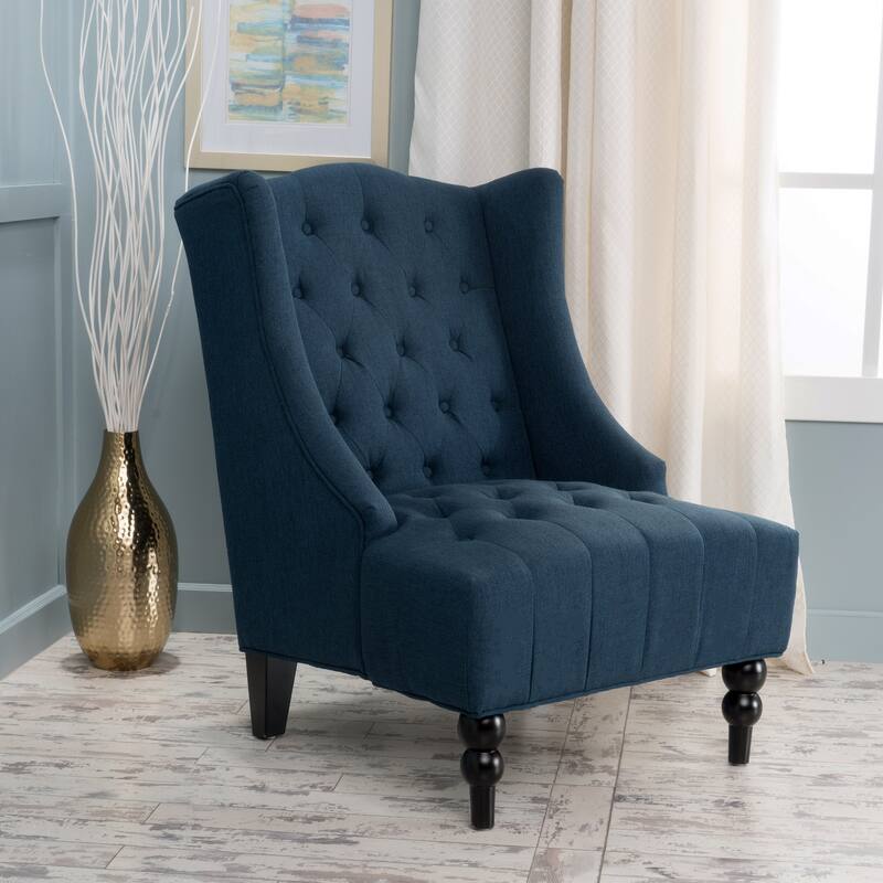 Christopher Knight Home Toddman Tufted High-Back Club Chair - 27.25" L x 33.75" W x 38.50" H - Blue