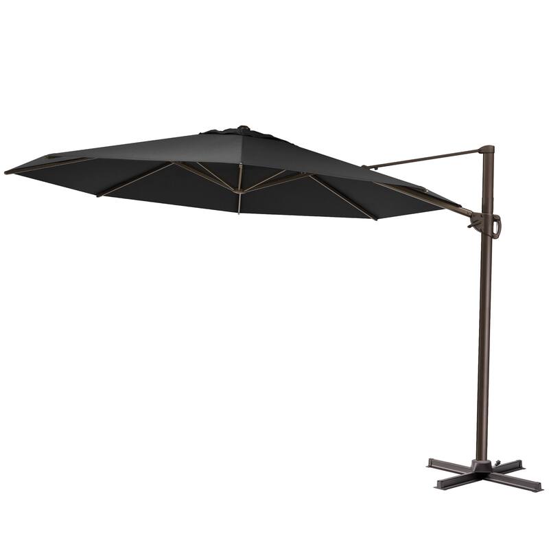 Outdoor 11.5FT Round Patio Hanging Offset Cantilever Umbrella with Cross Base