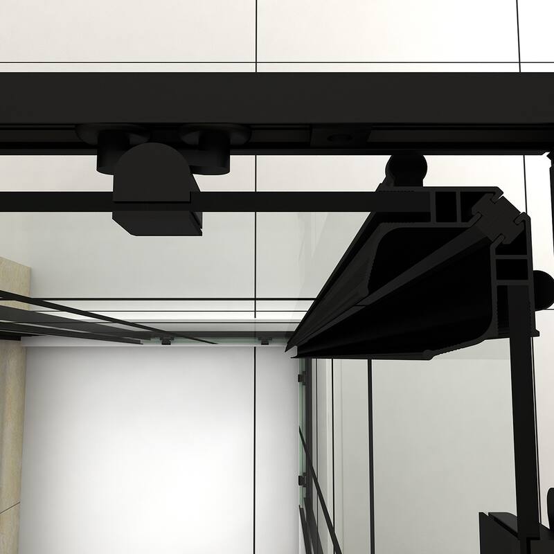 Elegant Black Check Corner Entry Enclosure in Sliding Shower Doors 36 in. W x 36 in. D x 72 in. H