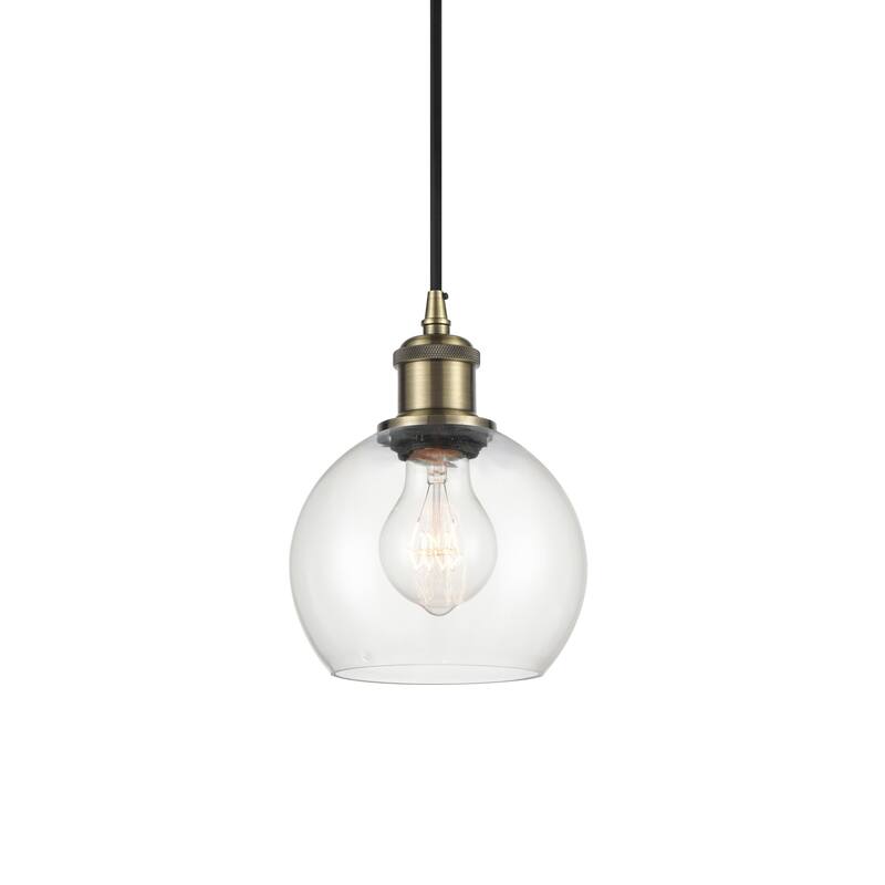 Innovations Lighting 516-1P-10-6 Athens Pendant Athens 6" Wide Mini - Antique Brass / Clear