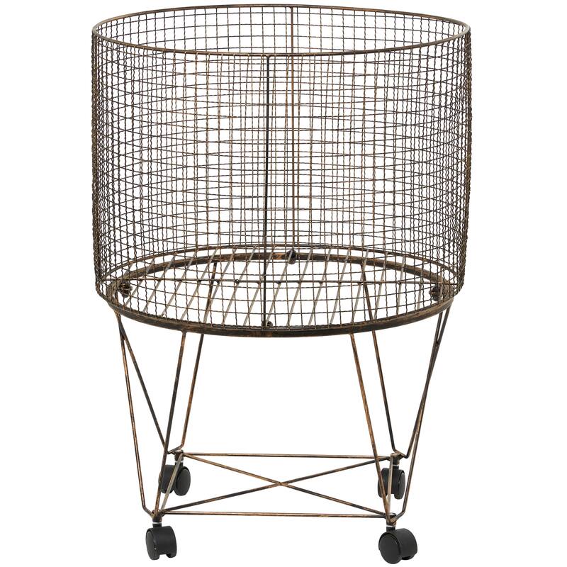 Bronze Metal Farmhouse Storage Cart with With Wheels