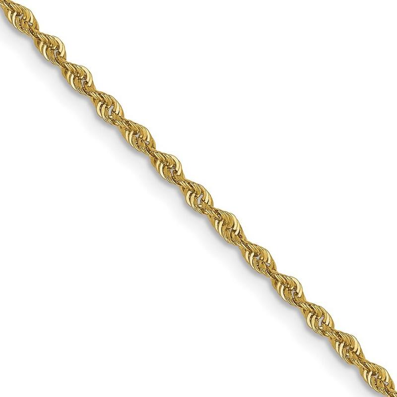 Curata 10k Yellow Gold 1.6mm Solid Regular Rope Chain Necklace for Men (Lobster)