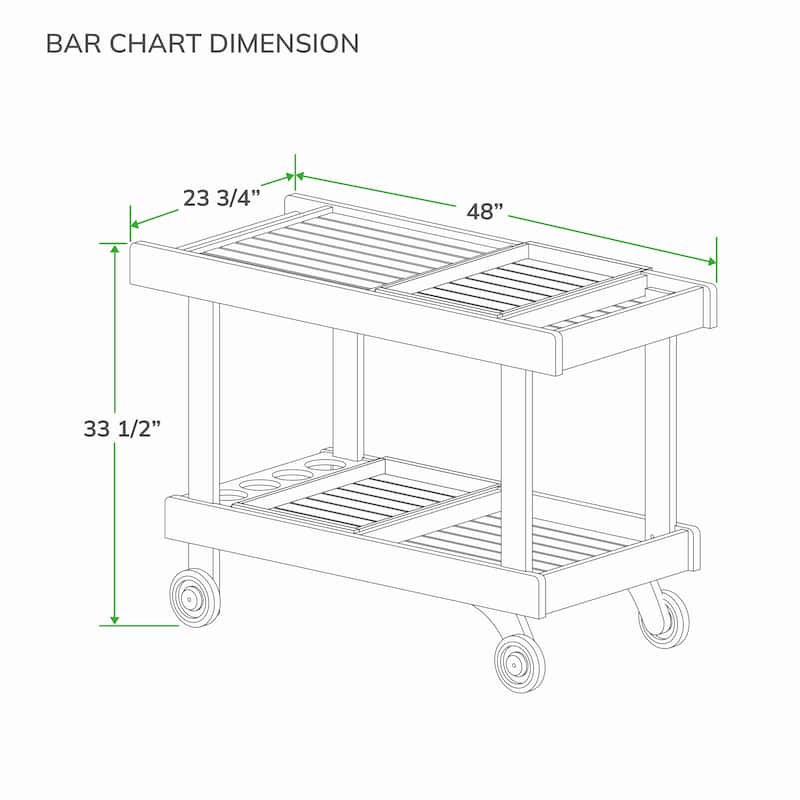 Cambridge Casual Mozaic Teak Wood Outdoor Bar Cart