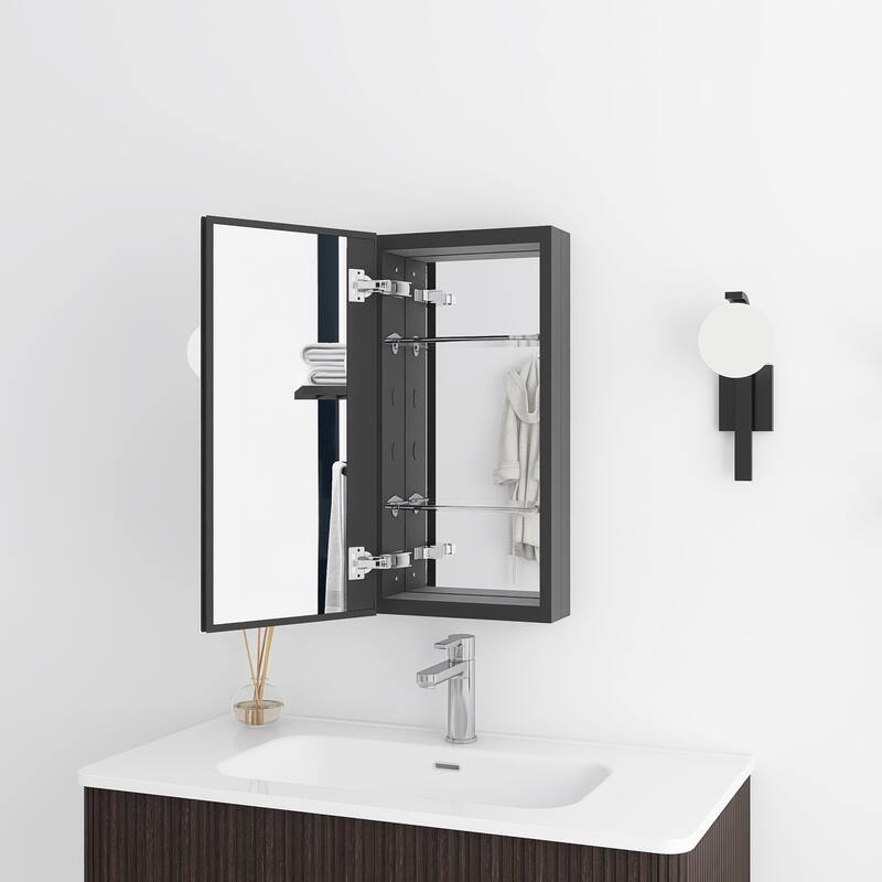 Rectangular Aluminum Medicine Cabinet with Mirror