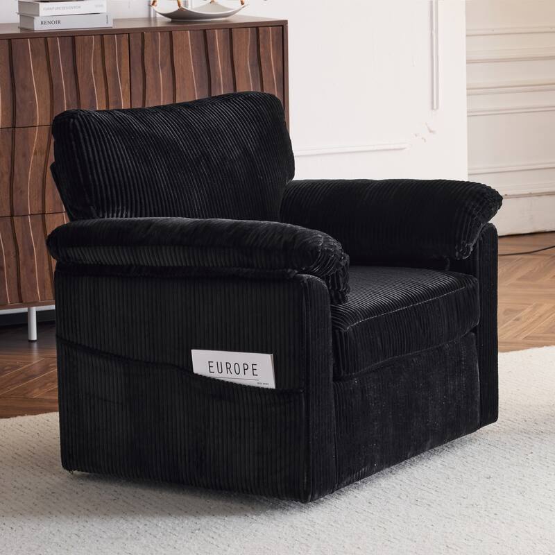 33 Inch Oversized Swivel Chenille Lounge Chair - Comfortable Rotatable Single Sofa Chair for Small Spaces