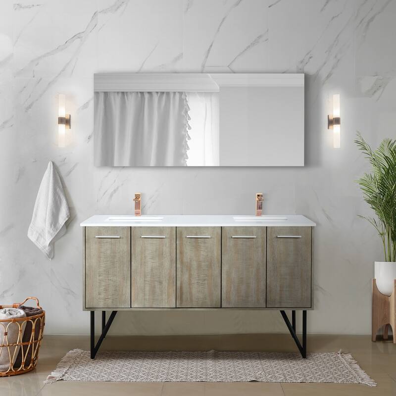 Lancy Bath Vanity with Cultured Marble Top, Sink, Mirror and Faucet