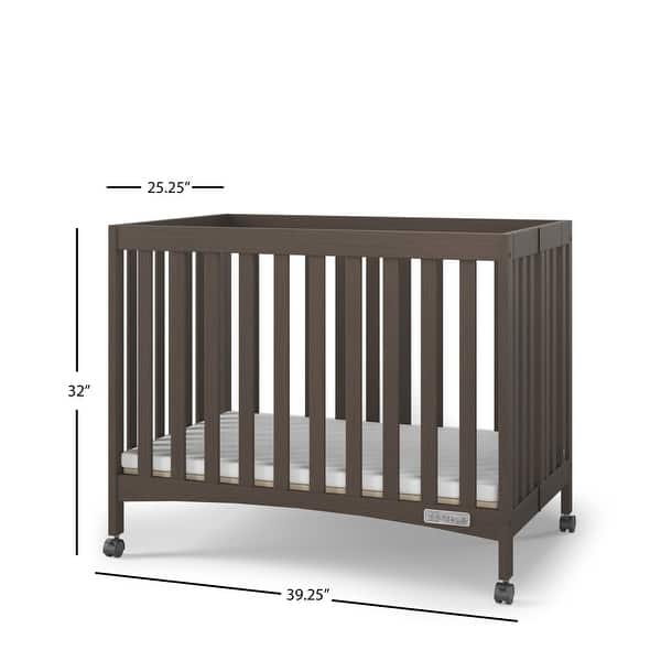 dimension image slide 0 of 4, Forever Eclectic London Folding Mini Crib - 39.25" L x 25.25" W x 32" H