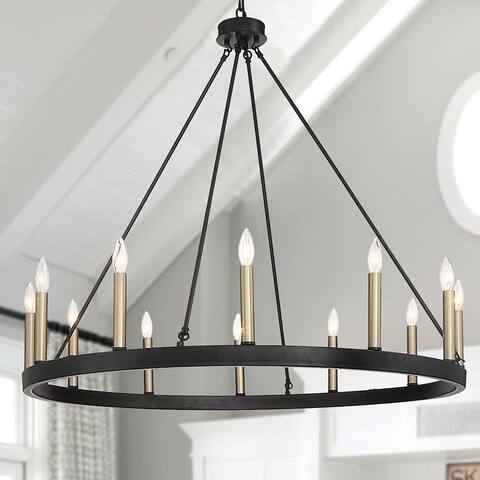 The Gray Barn Highclere 12-light Wagon Wheel Chandelier - 40"x40"x35.93"