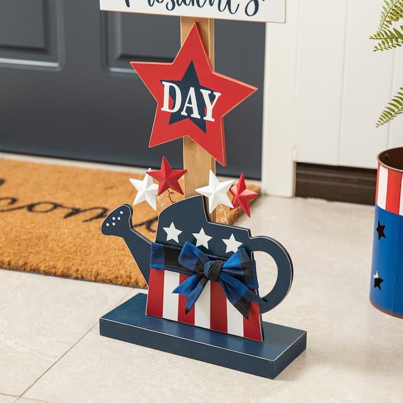 Glitzhome Americana Happy Patriotic's Day Wooden Uncle Sam Porch Decor