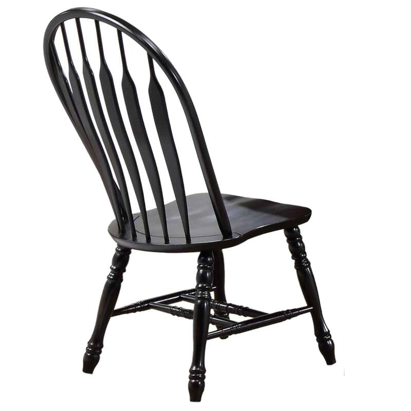 Retro Dining Chairs - Black Cherry Wood Side Chairs - Set of 2 - Comfort Back Design - Fully Assembled