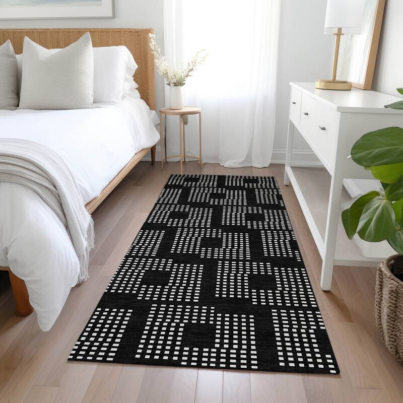 Machine Washable Indoor/ Outdoor Chantille Modern Houndstooth Rug