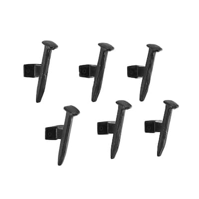 Cast Iron Industrial Railway Nail Head Decorative Wall Hooks-Set of 6