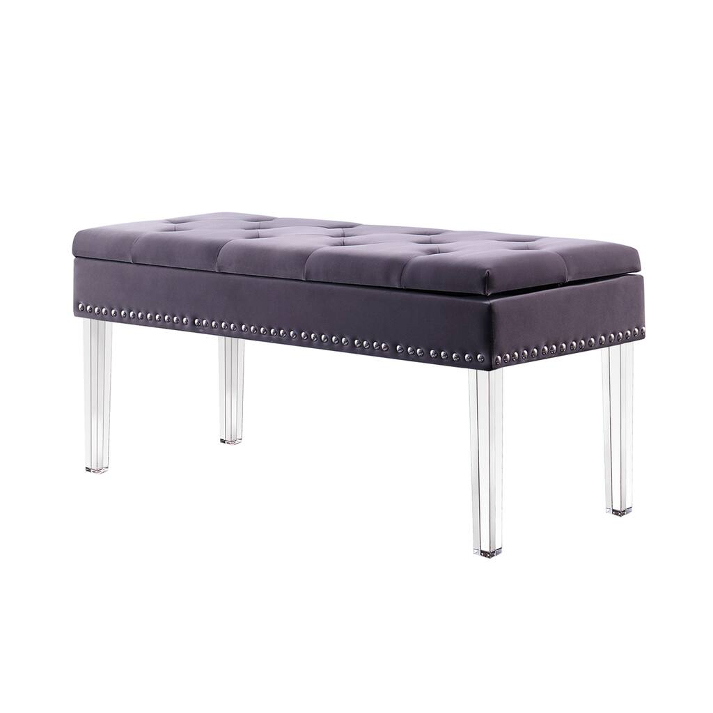 Upholstered Tufted Mid-Century 18-inch Storage Bench