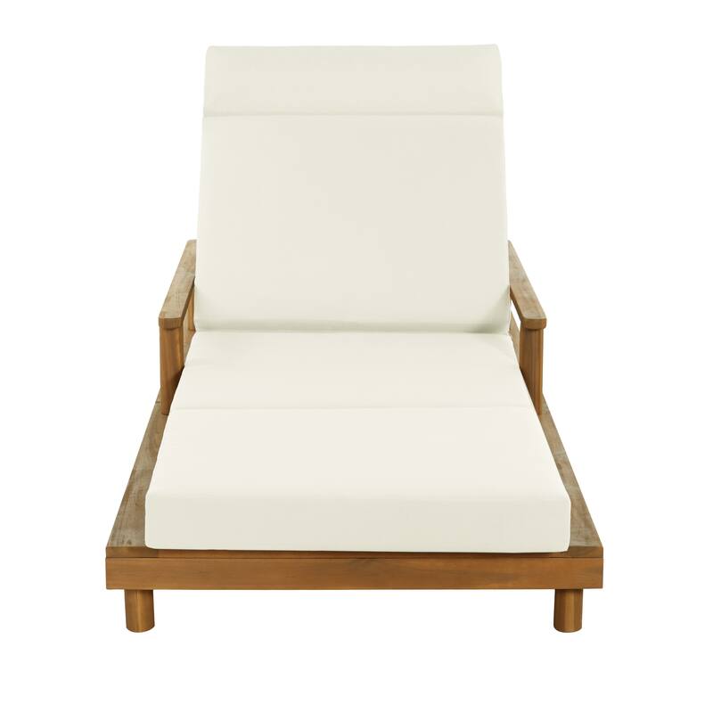 Christopher Knight Home - Modern Indoor/Outdoor Acacia Wood 4-Fold Adjustable Chaise Lounge with Water-Resistant Cushion