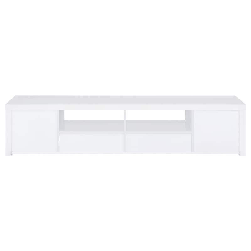 Jude 2-door Engineered Wood 79" TV Stand High Gloss White