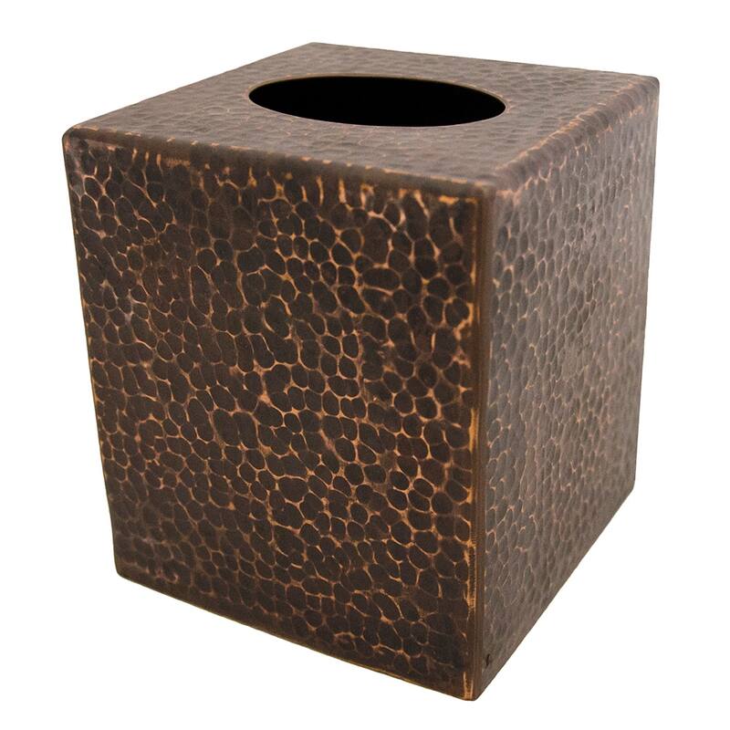 Small Hammered Copper Tissue Box Cover in Oil Rubbed Bronze (TBCSDB) - Brown