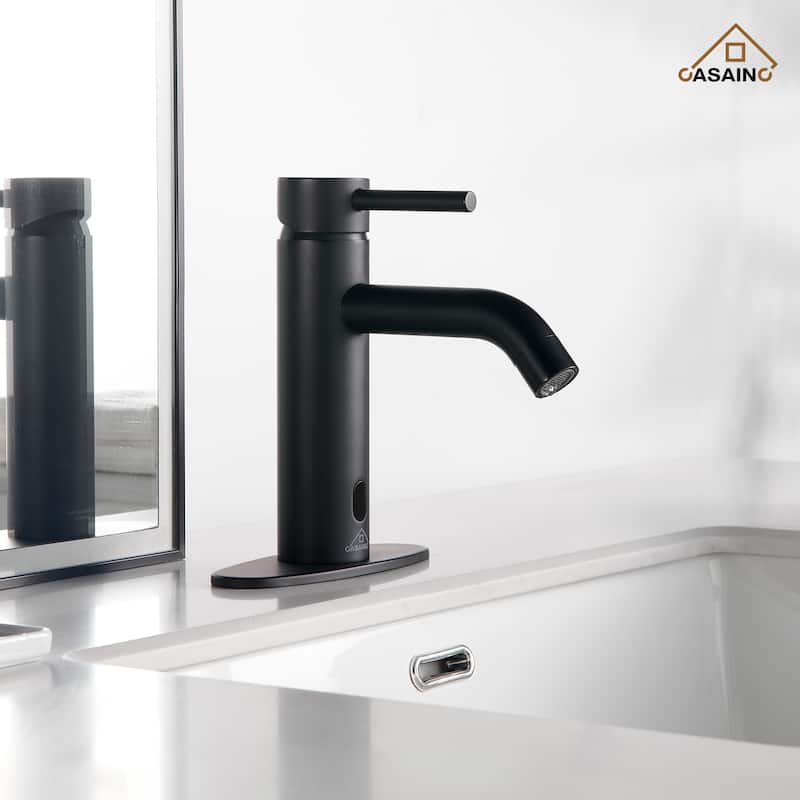 Single Handle Single Hole Bathroom Faucet with Touchless Sensor