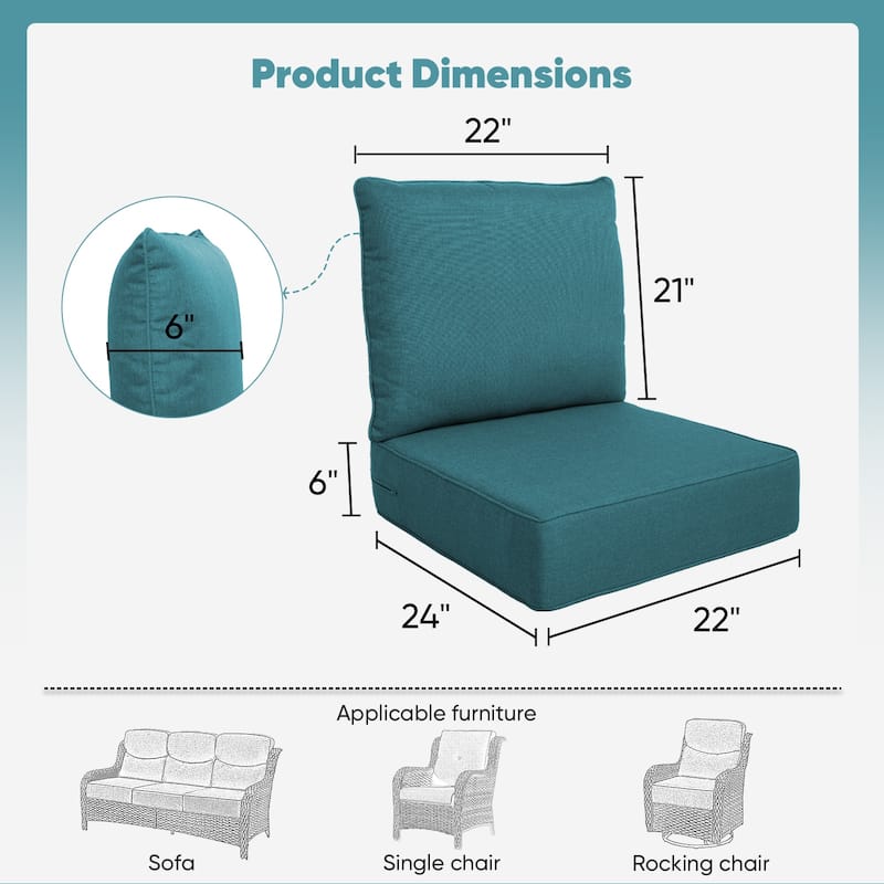 Pocassy 22"x24"x6" Inch Thick Cushions Indoor Outdoor Pillows Cushion