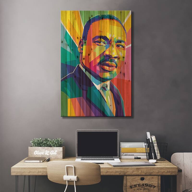 Martin Luther King JR III Print On Wood by Dayat Banggai - Multi-Color