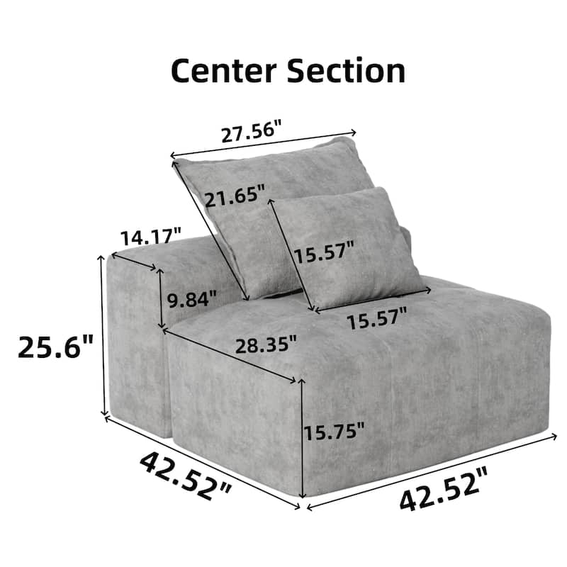 Modern Oversized Modular Sectional Sofa,Sparkling Chenille Fabric Soft Cushion Sofa with 2 Pillows,DIY Combination Tufted Sofa