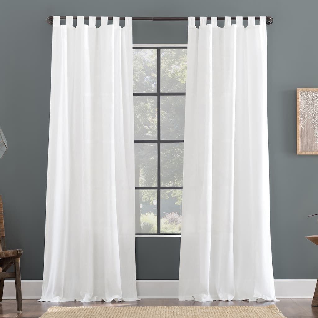 Archaeo Linen Cotton Blend Tab Top Curtain, Single Panel
