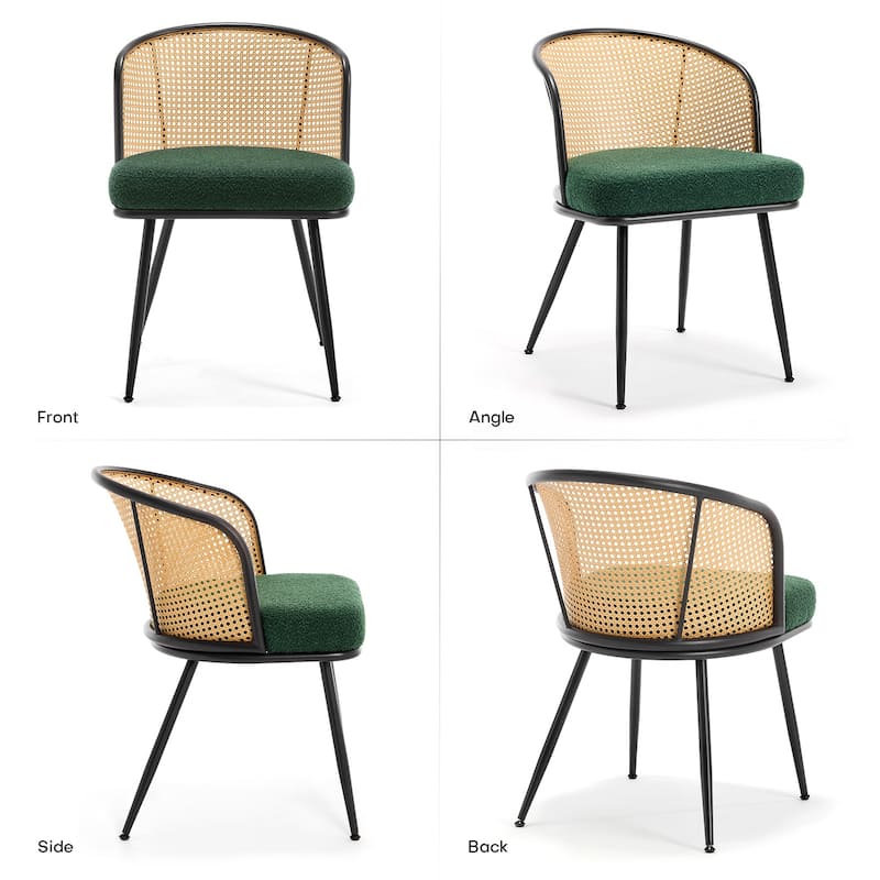 Upholstered Rattan Dining Chairs with Metal Legs Set of 2/4 - 29.92"H x 20.5"W x 23.03"D