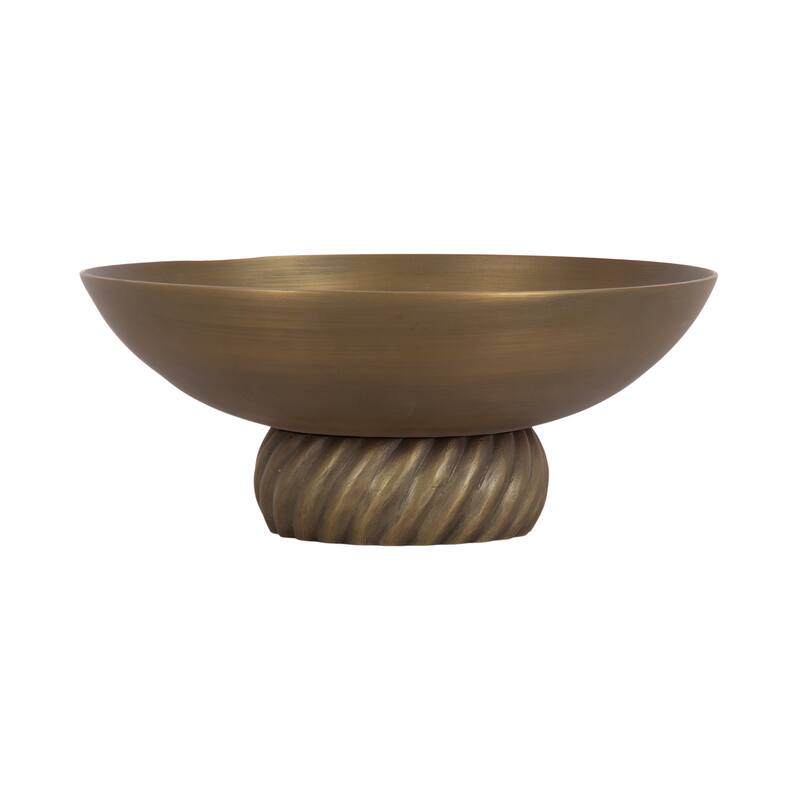 Kate and Laurel Trenza Round Footed Metal Bowl - 12" Diameter