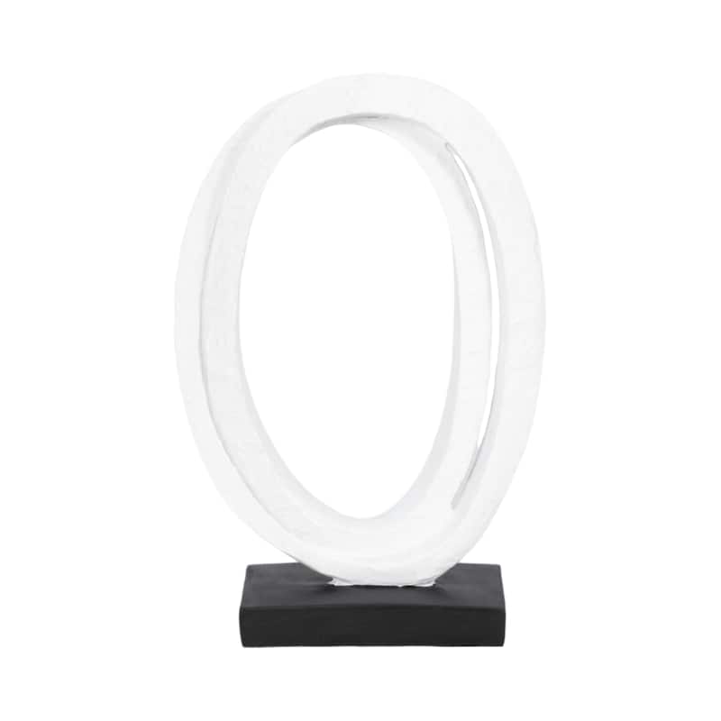 Sagebrook Home Polyresin 11-Inch Oval Loops Sculpture in White with Volcano Texture - 7" x 3" x 11"