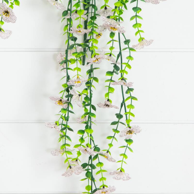 31-in UV Resistant Artificial Daisy Hanging Plant - Set of 6