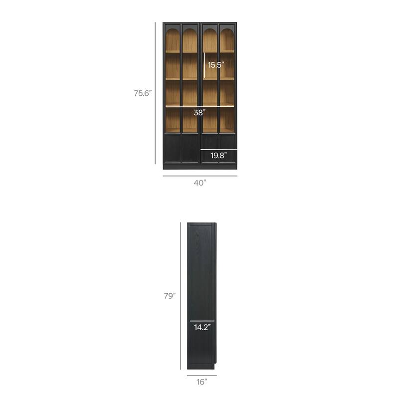 Anwen Solid Wood and Glass Display Cabinet