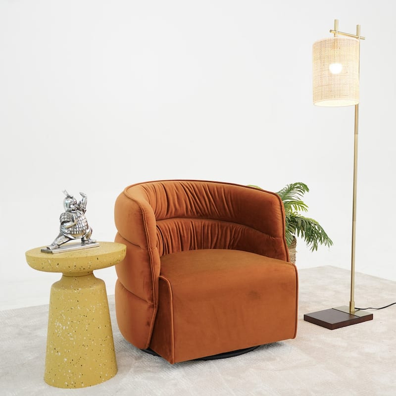 GDFStudio - Walden Modern Mid-Century Velvet 360° Swivel Chair