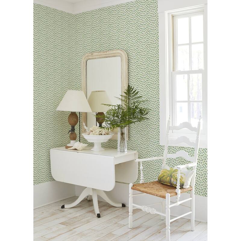 Chesapeake Sand Drips Green Painted Dots Wallpaper