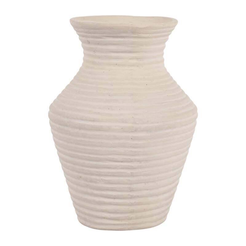 Sculptural Ribbed Paper Mache Table Vase - Stylish Tall Flower Vase