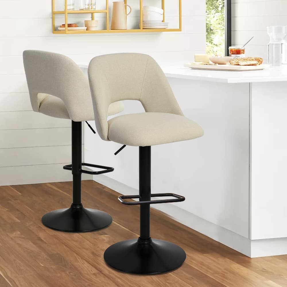 17.7" Bigger Base Adjustable Height Swivel Bar Stool, Set of 2 - 32"x17"x17"