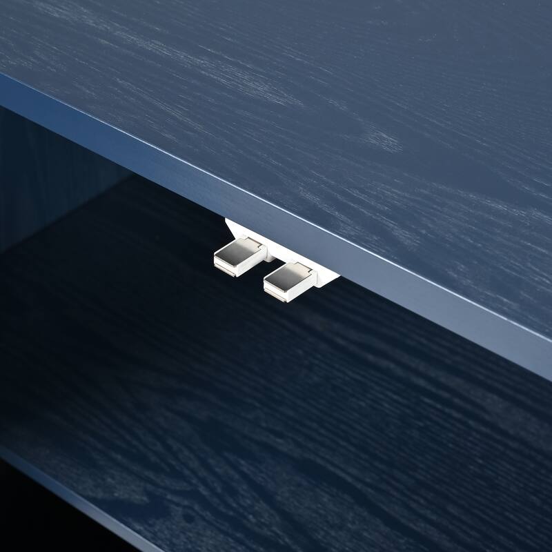 Modern Elegant Sideboard with 4 Doors, Height Adjustable, for Study, Entryway, and Living Room, Navy Blue