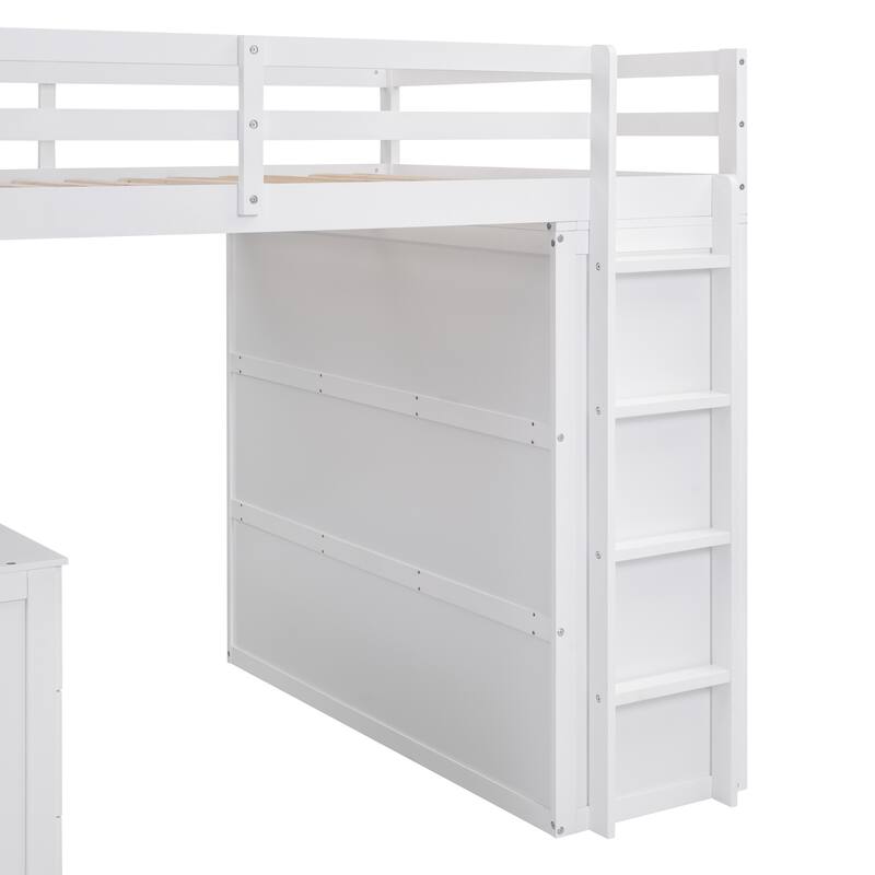 Loft Bed with Drawers,Desk and Wardrobe