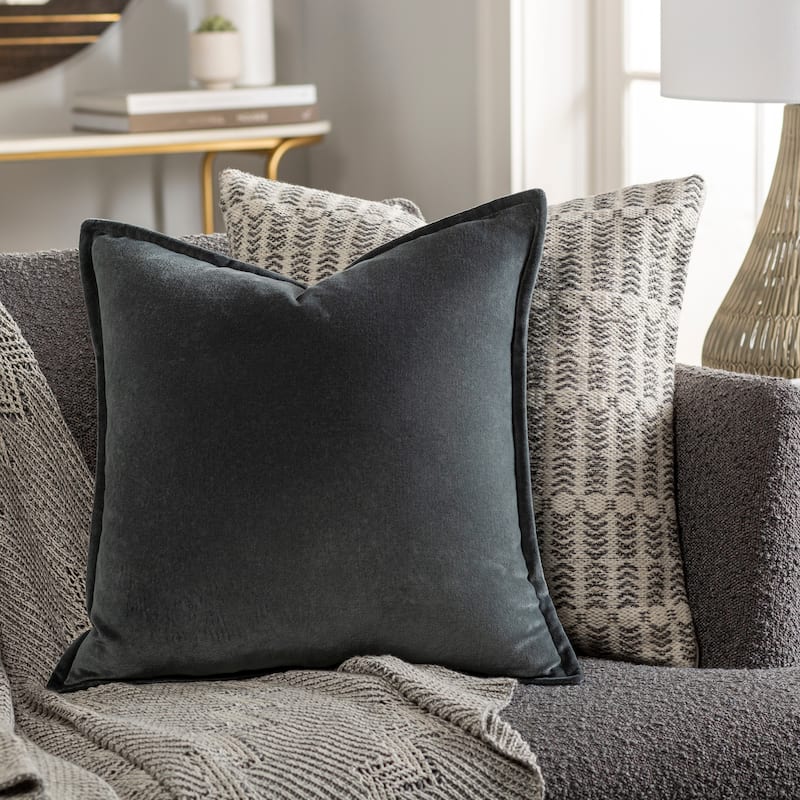 Artistic Weavers Harrell Solid Velvet 22-inch Throw Pillow - Cover Only - Medium Grey