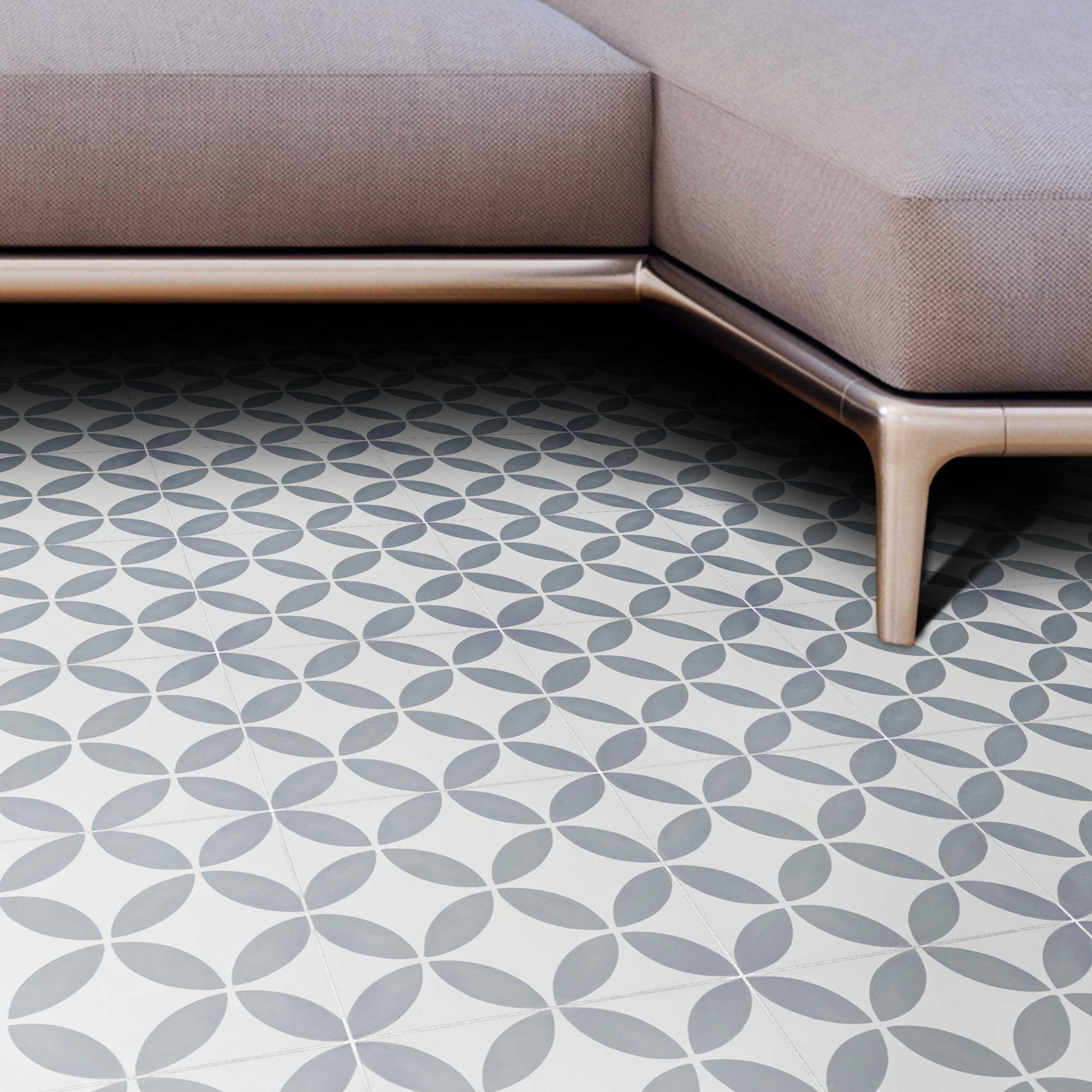 Amlo Handmade Cement Tile, 8x8, White-Grey