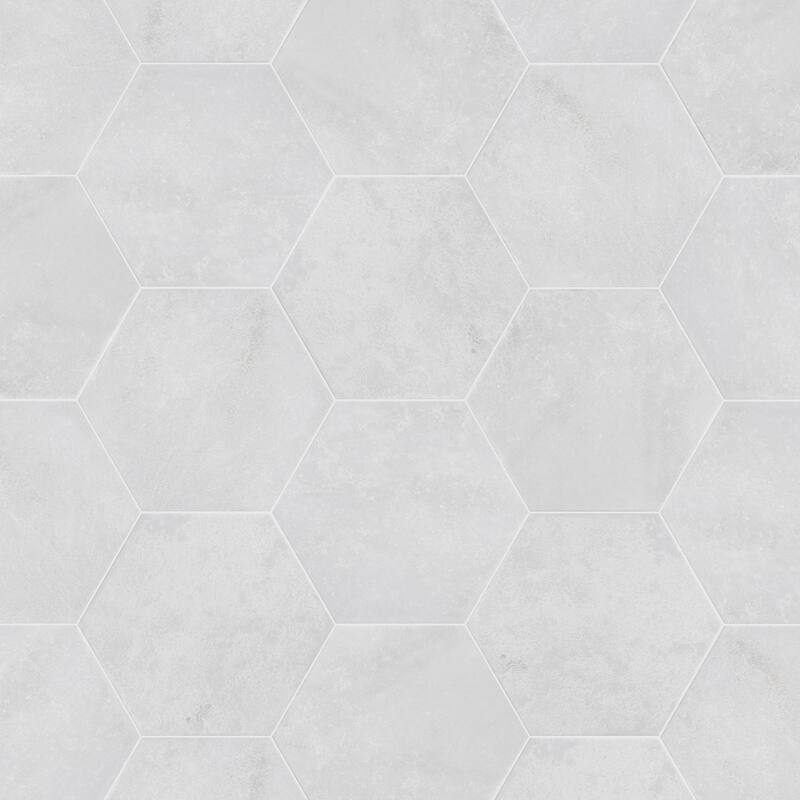 Merola Tile Mazzo Hex White 8-1/2" x 9-3/4" Porcelain Floor and Wall Tile