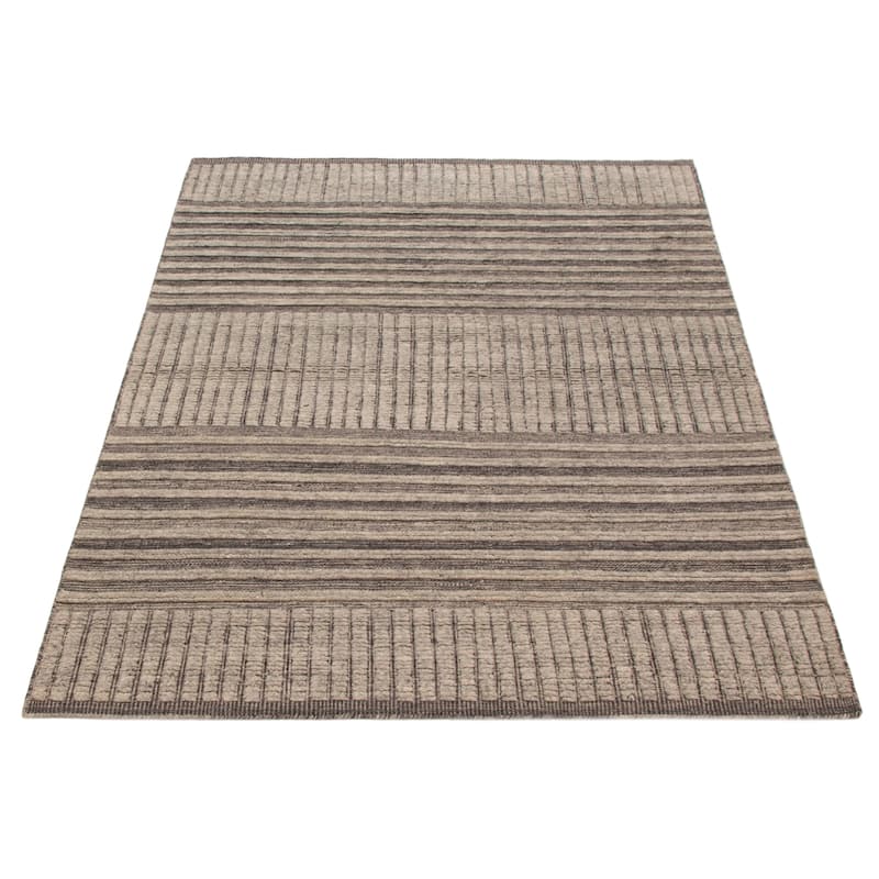 ECARPETGALLERY Hand-knotted Tangier Grey Wool Rug - 5'3 x 7'9