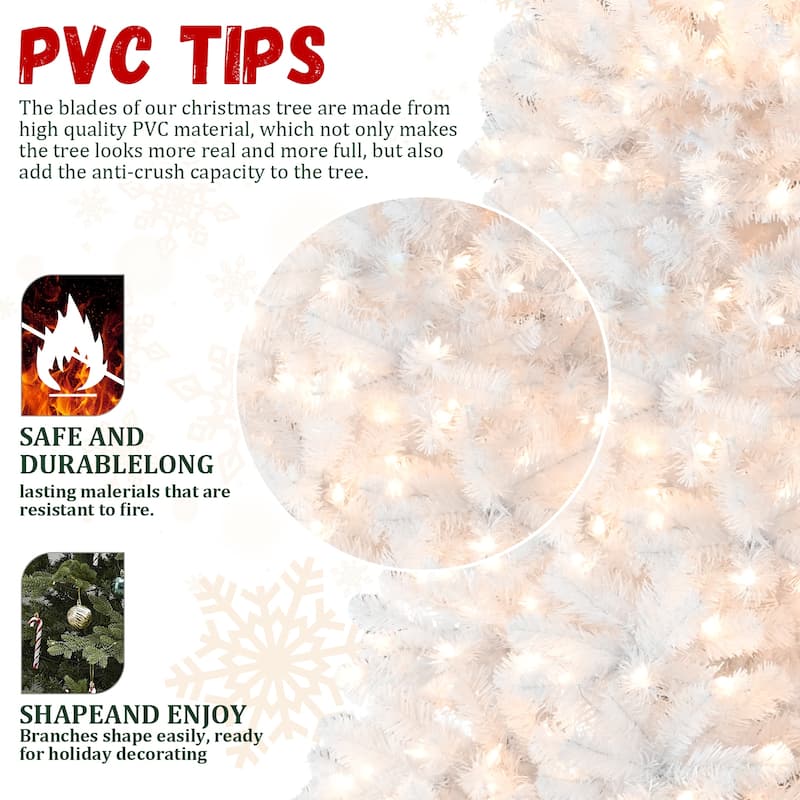 Automatic Unfolding Design Pre-Lit White Christmas Tree with Memory Wire - Warm Incandescent Lights