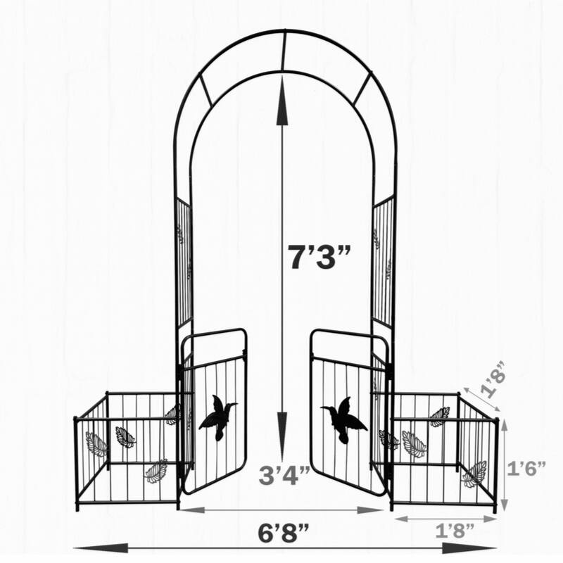 Metal Garden Arch with doors Garden Arbor Trellis Climbing Plants Support Arch Outdoor Arch