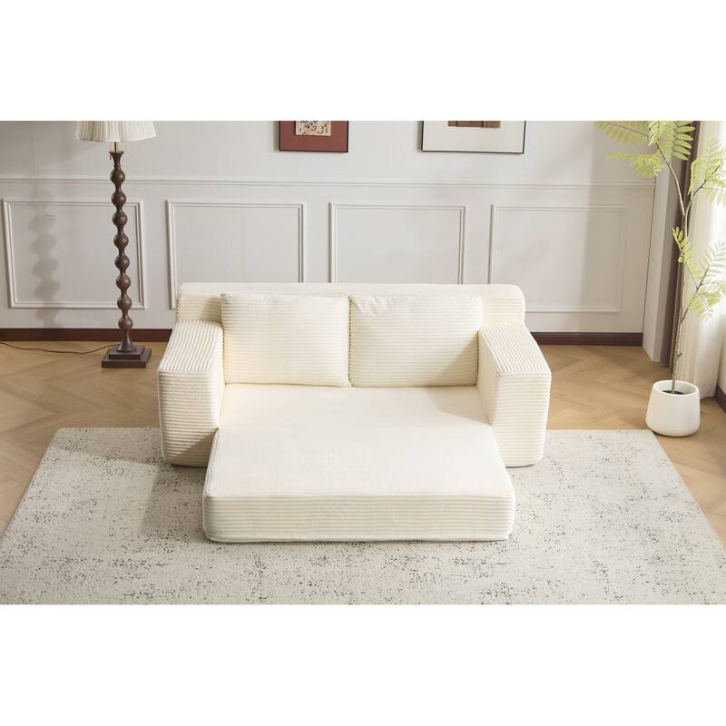 Loveseat Sofa, Comfortable Deep Seat Sofa Bed, Modern Small Corduroy Couch for Living Room Bedroom