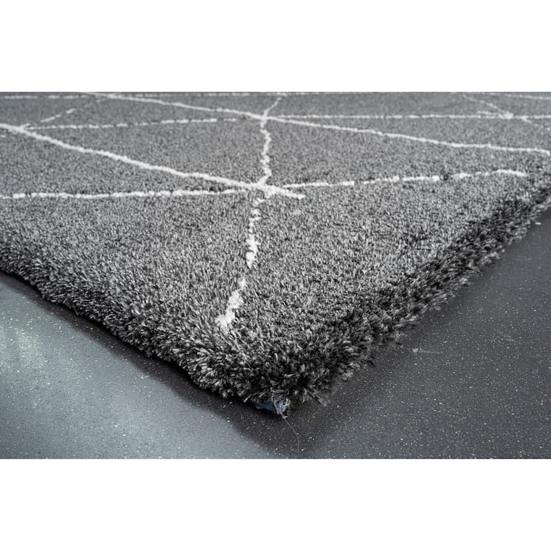 Nina Rowan Black and Ivory Recycled Polyester Area Rug - 6' x 9'