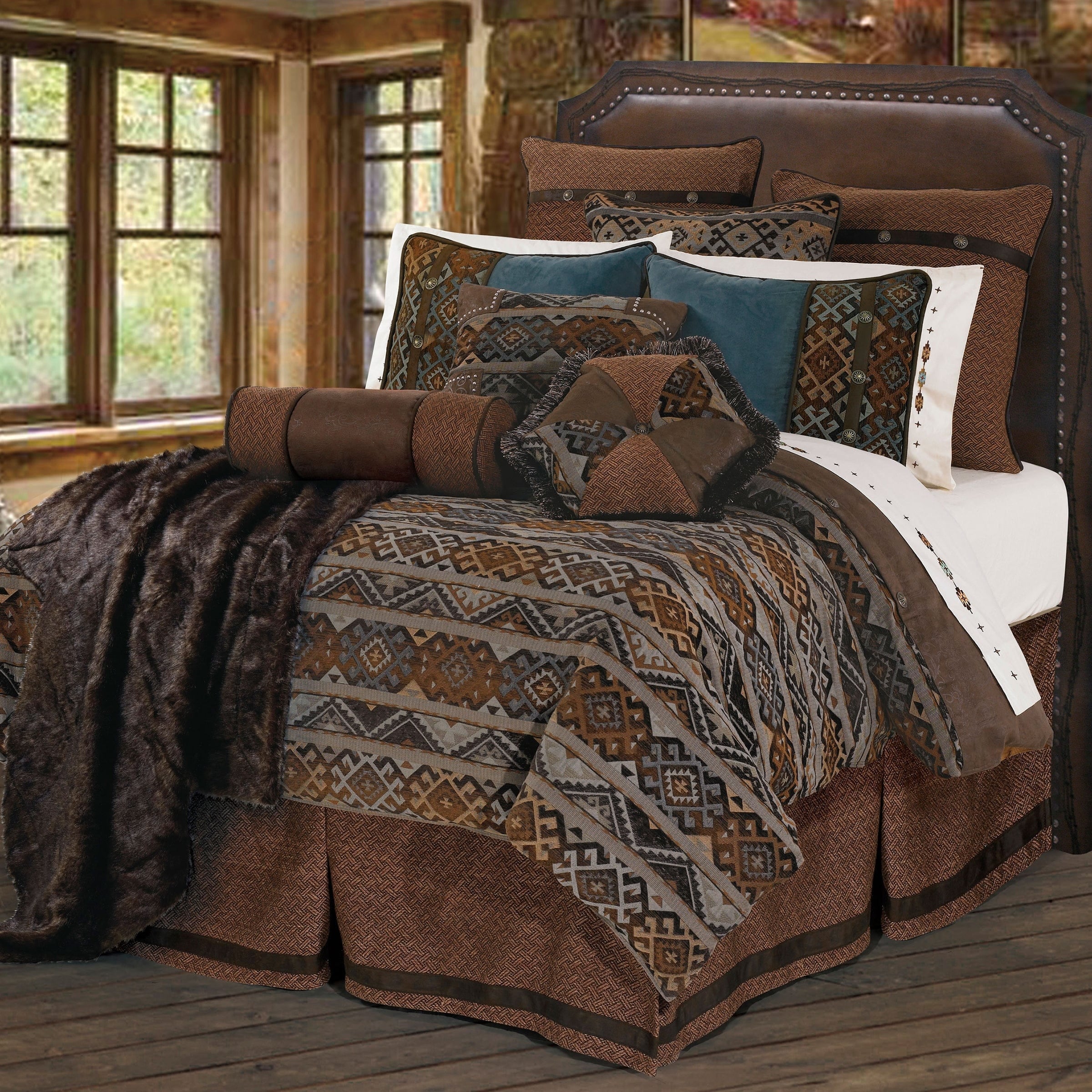 Paseo Road Rio Grande 7 Piece Duvet Cover Set with Bed Skirt, Euro Sham, & Accent Pillow