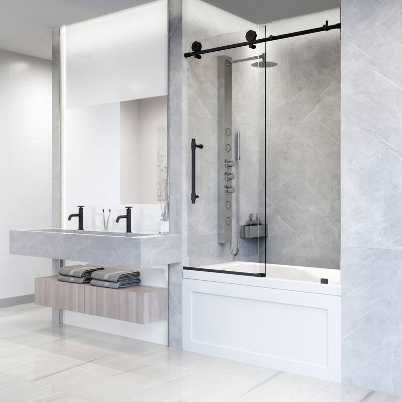 VIGO Elan Hart 56" to 60" W x 66" H Frameless Sliding Tub Door