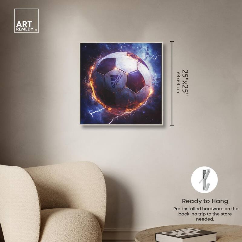 Electrify Soccer Ball Canvas by Art Remedy