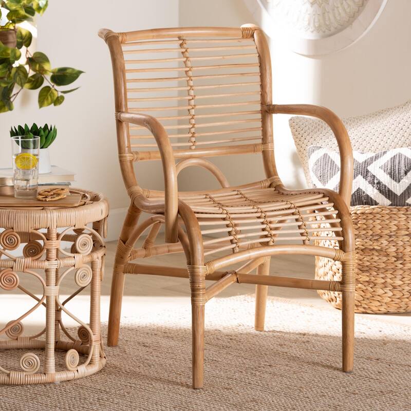 bali & pari Seminyak Modern Bohemian Natural Rattan Lounge Chair