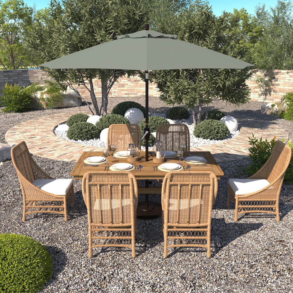 California Umbrella 9' Round Crank Lift Push Button Tilt Bronze Aluminum Patio Umbrella Sunbrella