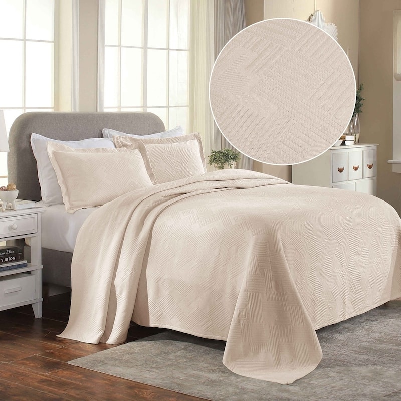 Superior Geometric Fret Cotton Decorative Bedspread Set